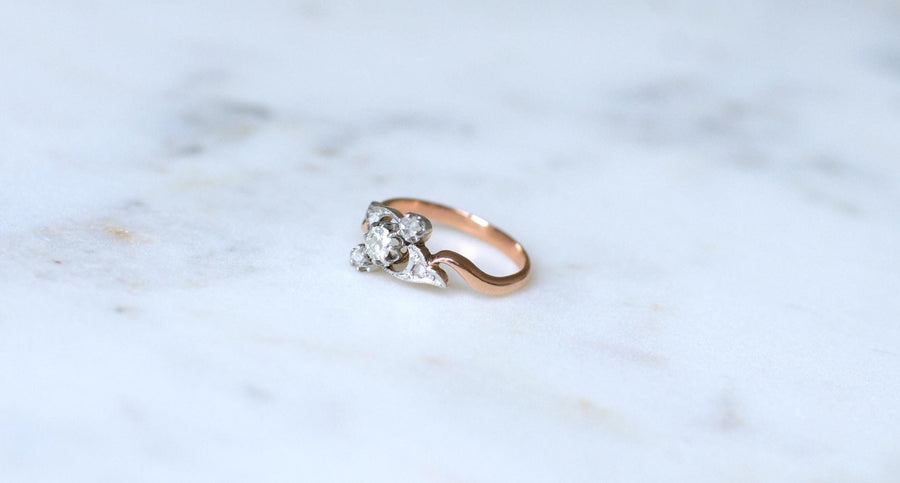 Toi et Moi Ring Diamonds on Rose Gold and Platinum - Galerie Pénélope