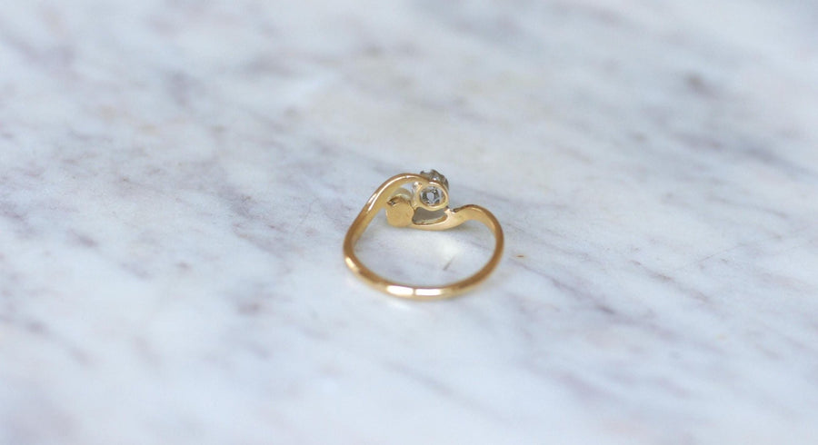 Toi et Moi Gold Platinum Pearl and Diamond Ring - Galerie Pénélope