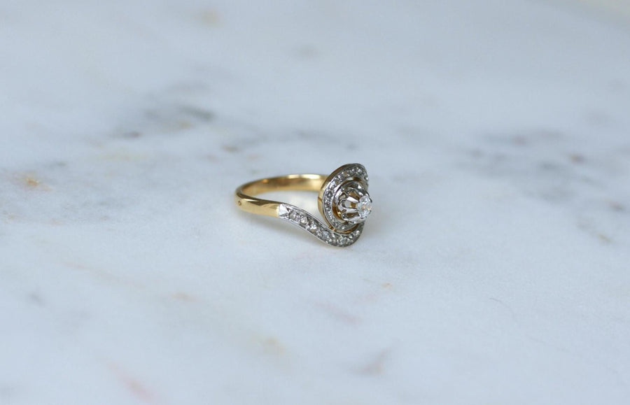 Gold & Platinum Diamond Tourbillon Ring - Galerie Pénélope