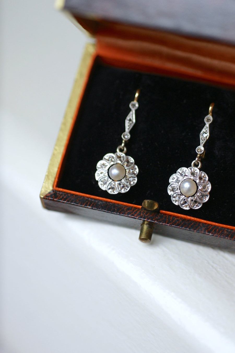 Art Deco Pearl and Diamond Earrings - Galerie Pénélope