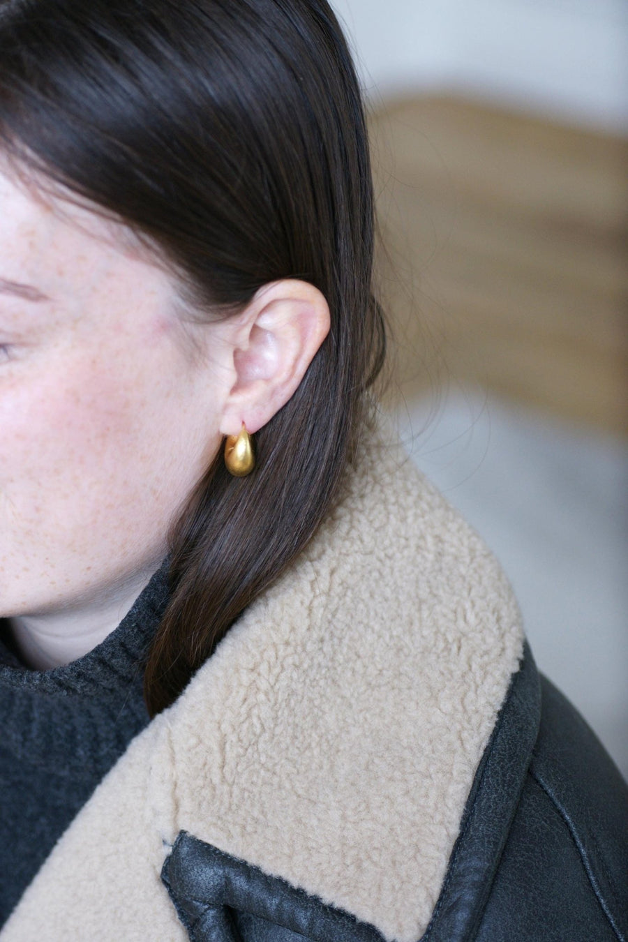 Brushed Yellow Gold Creole Earrings - Galerie Pénélope