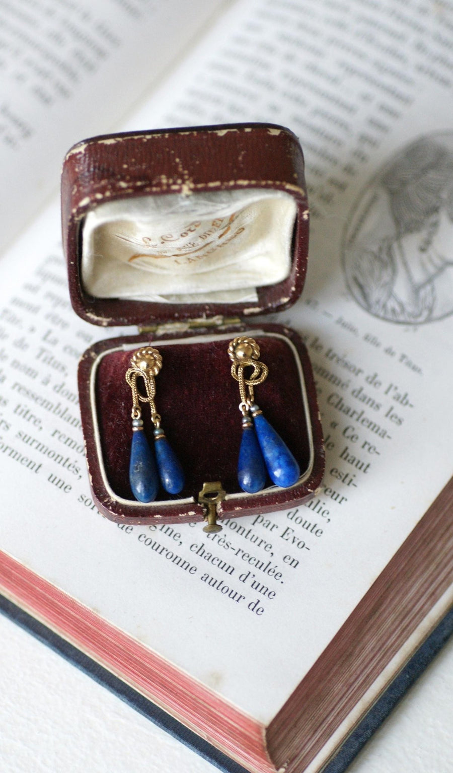 Lapis Lazuli Drop Earrings on Yellow Gold - Galerie Pénélope