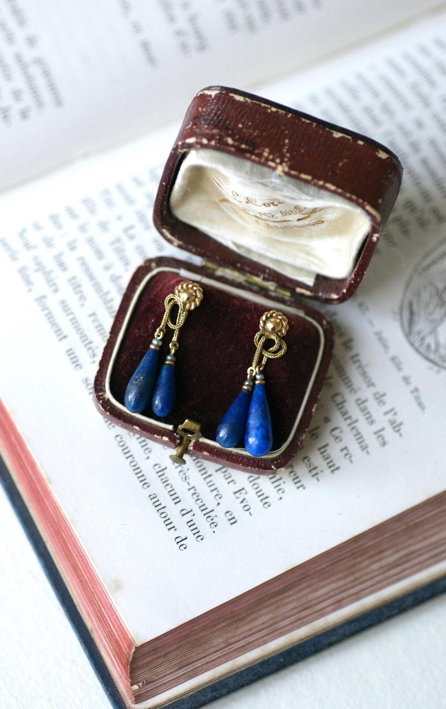 Lapis Lazuli Drop Earrings on Yellow Gold - Galerie Pénélope