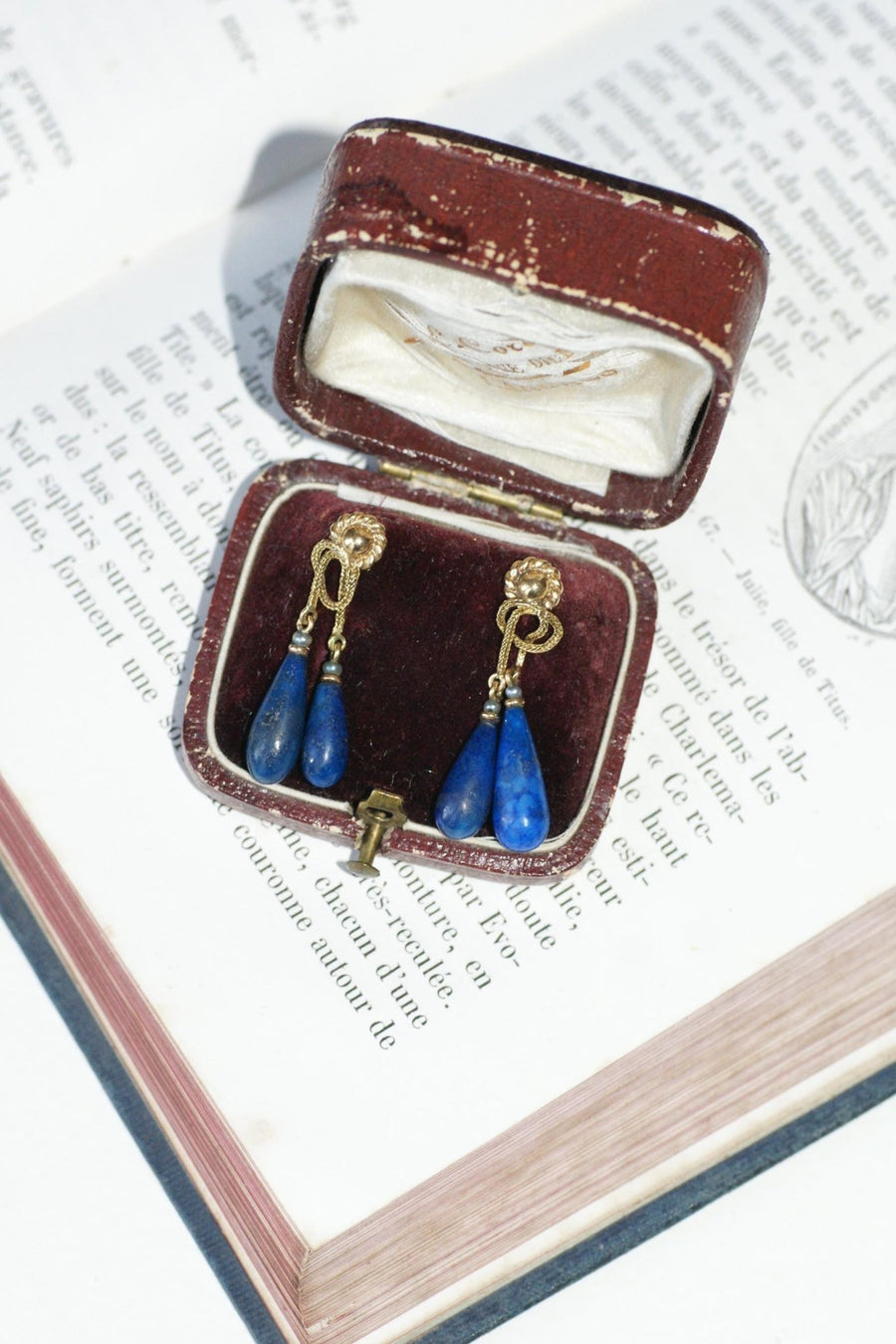 Lapis Lazuli Drop Earrings on Yellow Gold - Galerie Pénélope