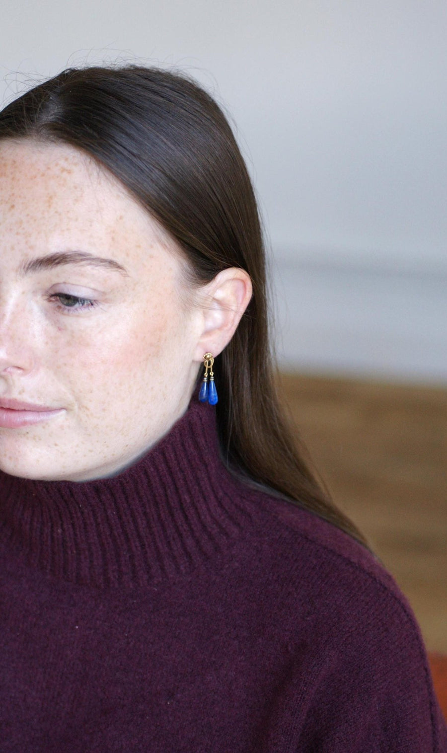 Lapis Lazuli Drop Earrings on Yellow Gold - Galerie Pénélope