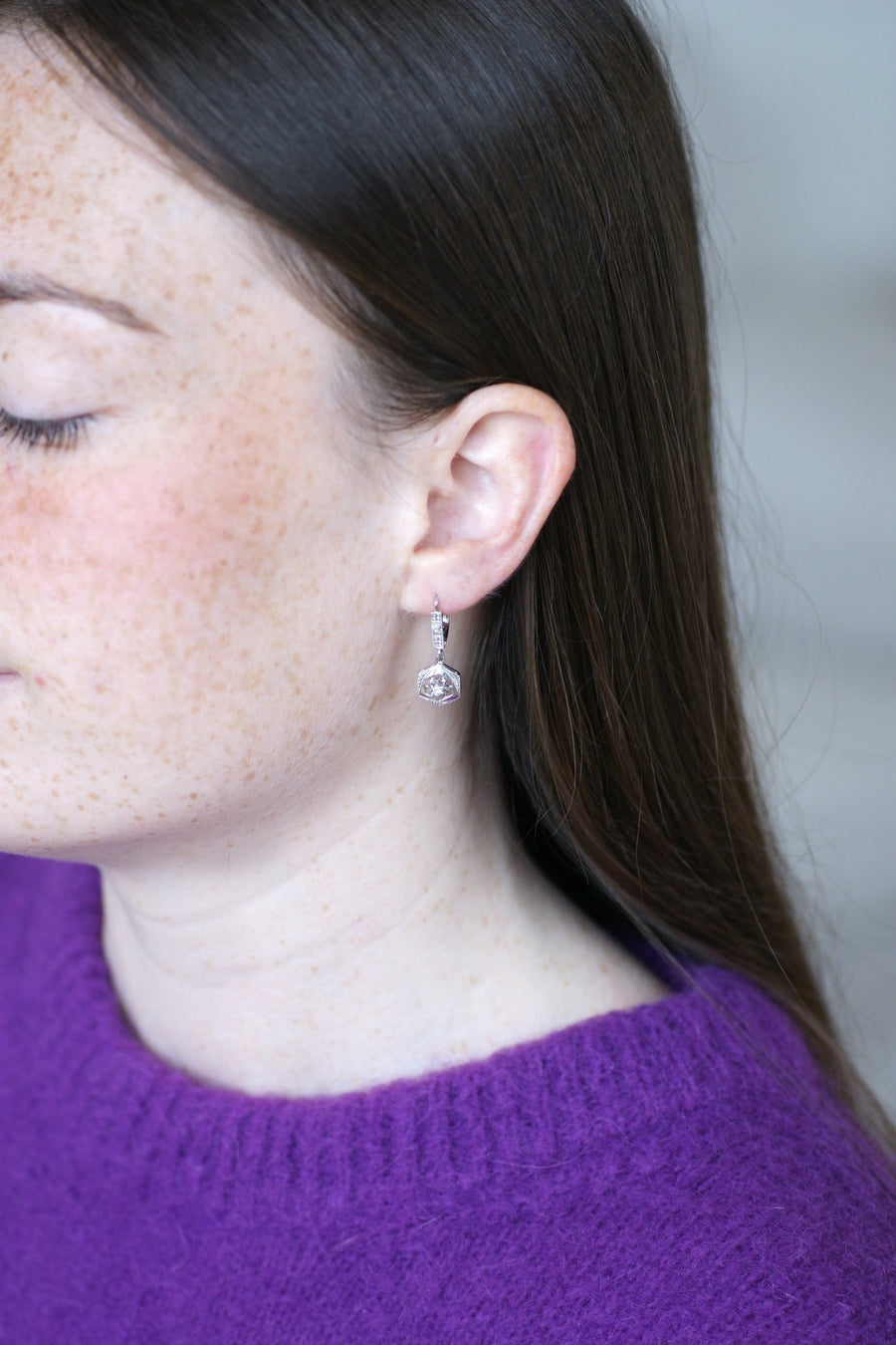 Art Deco Diamond Drop Earrings - Galerie Pénélope
