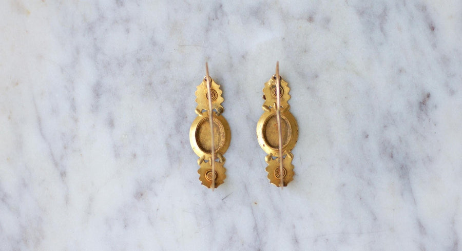 Antique Gold and Enamel Poissard Earrings - Galerie Pénélope