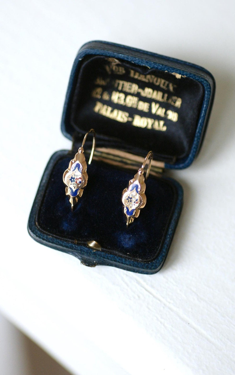 Rose Gold and Enamel Poissard Earrings - Galerie Pénélope