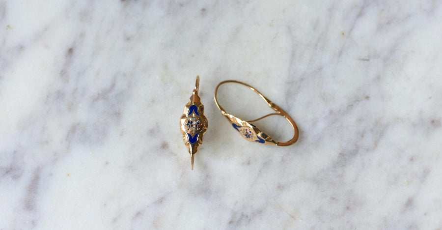 Rose Gold and Enamel Poissard Earrings - Galerie Pénélope