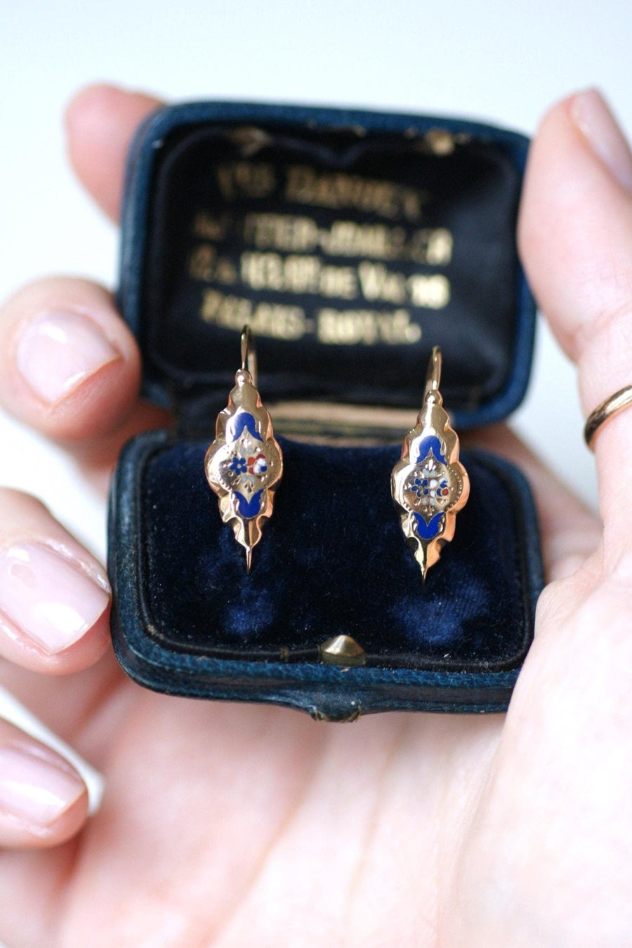 Rose Gold and Enamel Poissard Earrings - Galerie Pénélope