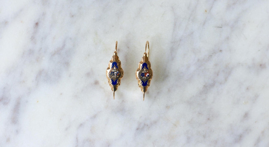 Rose Gold and Enamel Poissard Earrings - Galerie Pénélope