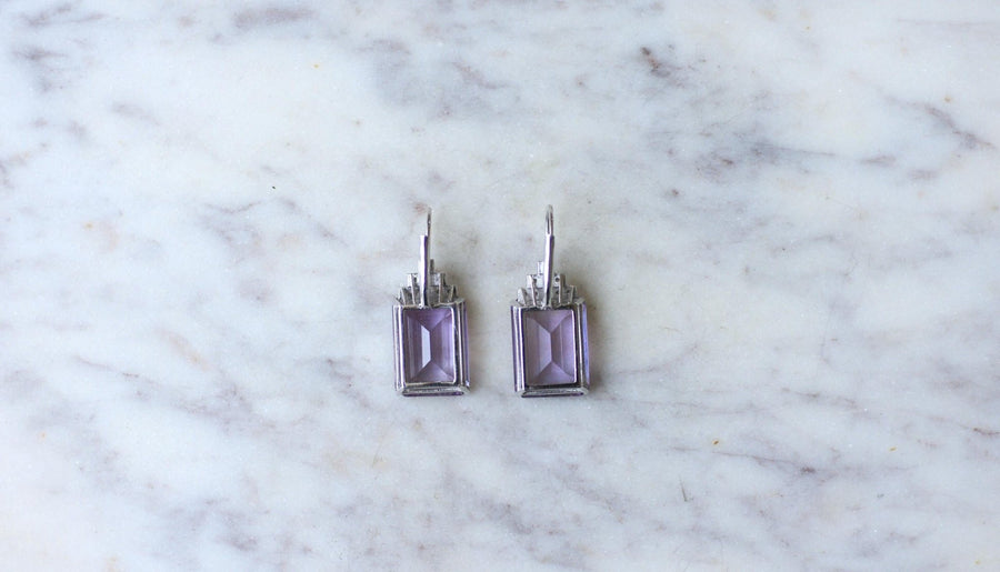 Amethyst and Diamond Art Deco Earrings - Galerie Pénélope