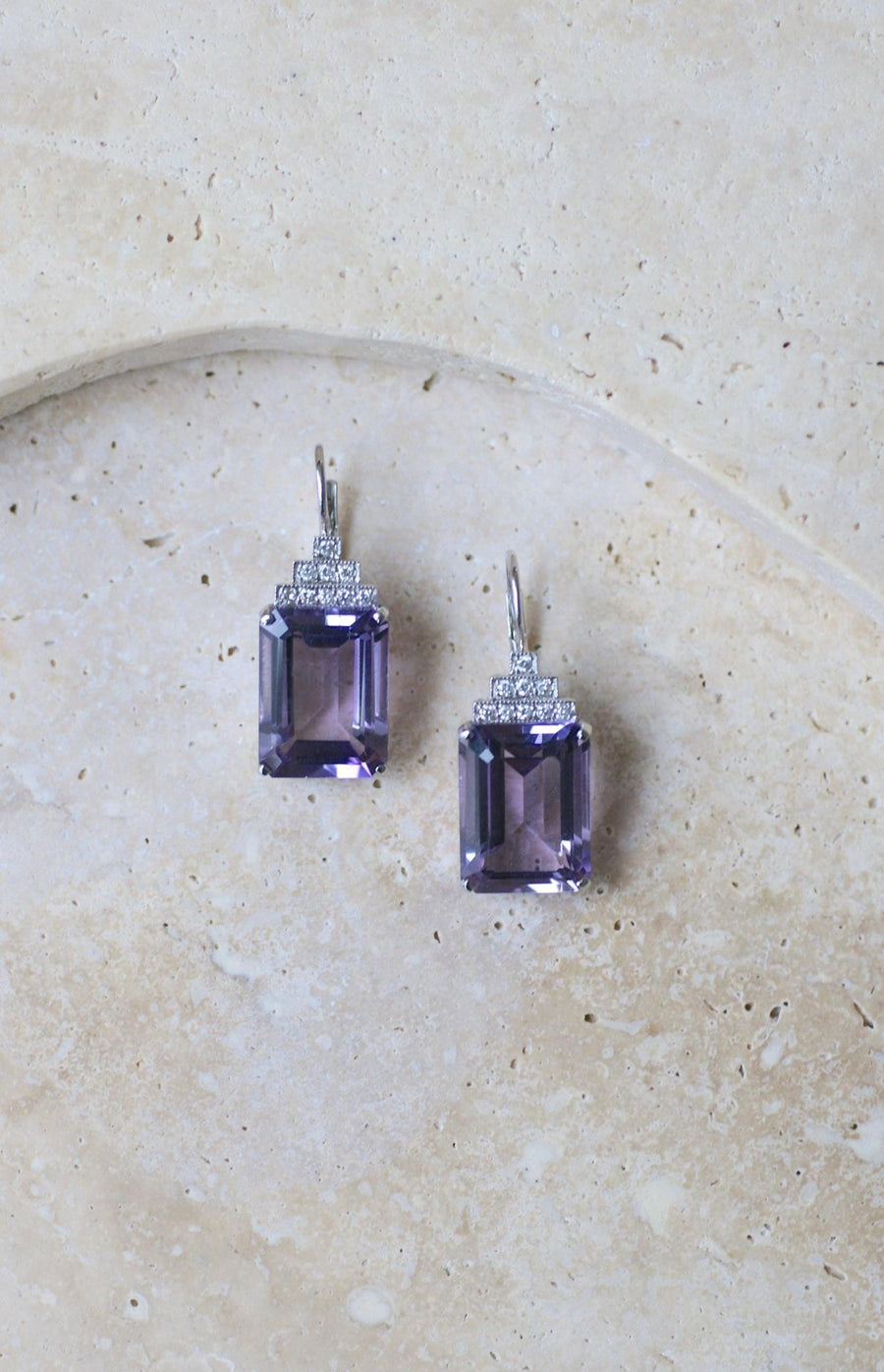 Amethyst and Diamond Art Deco Earrings - Galerie Pénélope