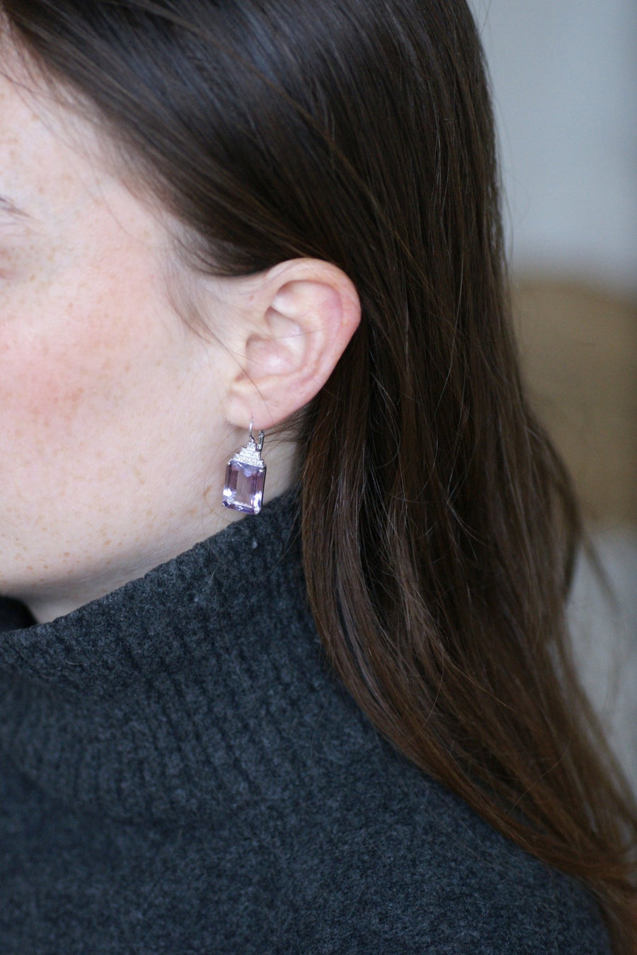 Amethyst and Diamond Art Deco Earrings - Galerie Pénélope