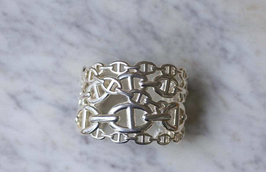 Hermès Silver Chained Anchor Cuff Bracelet - Galerie Pénélope