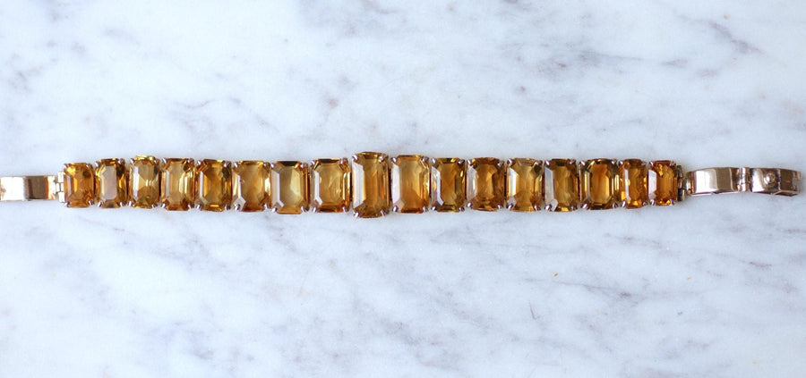 Retro Line Citrines on Rose Gold Bracelet - Galerie Pénélope