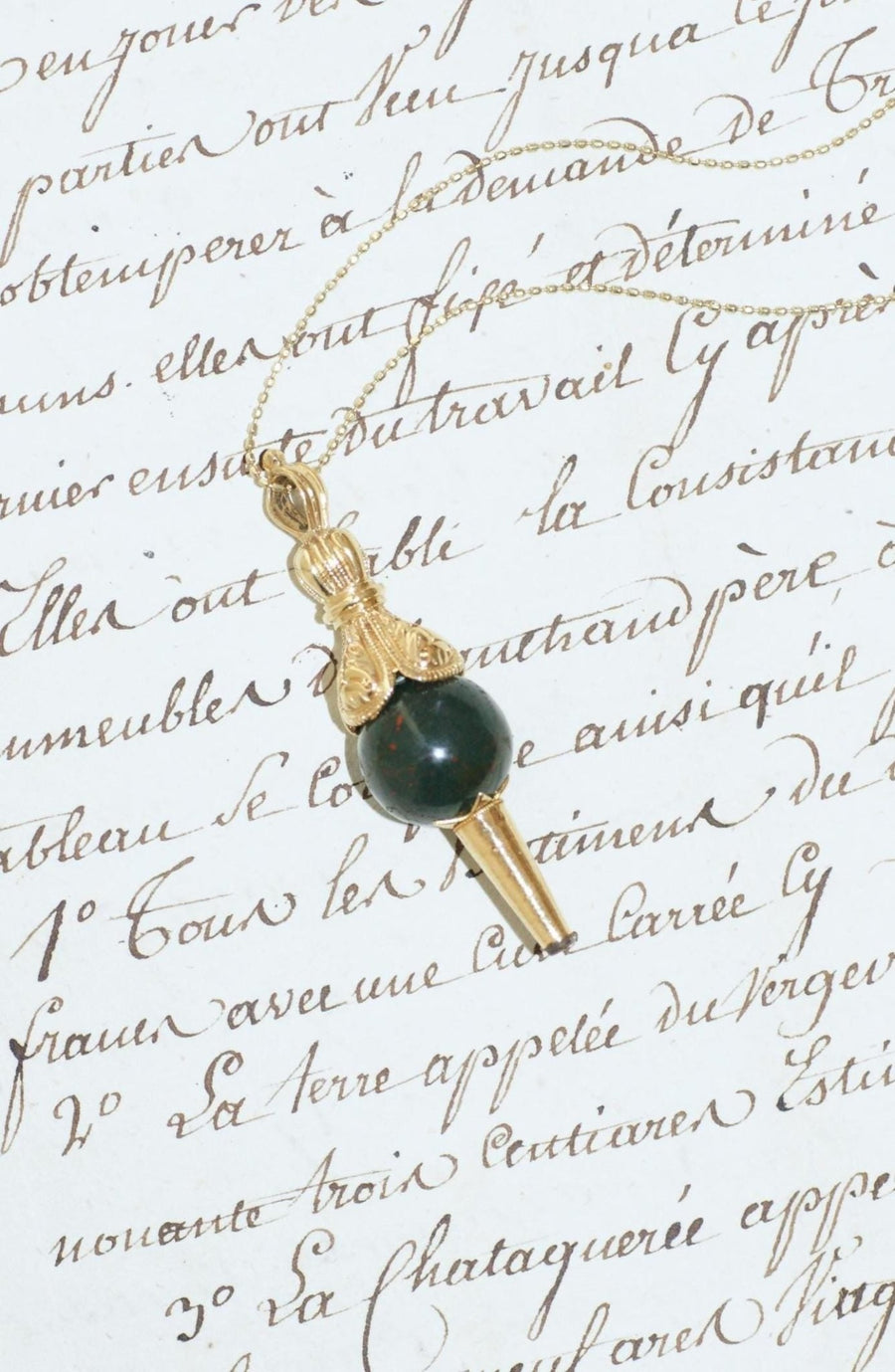 Yellow Gold and Blood Jasper Watch Key - Galerie Pénélope