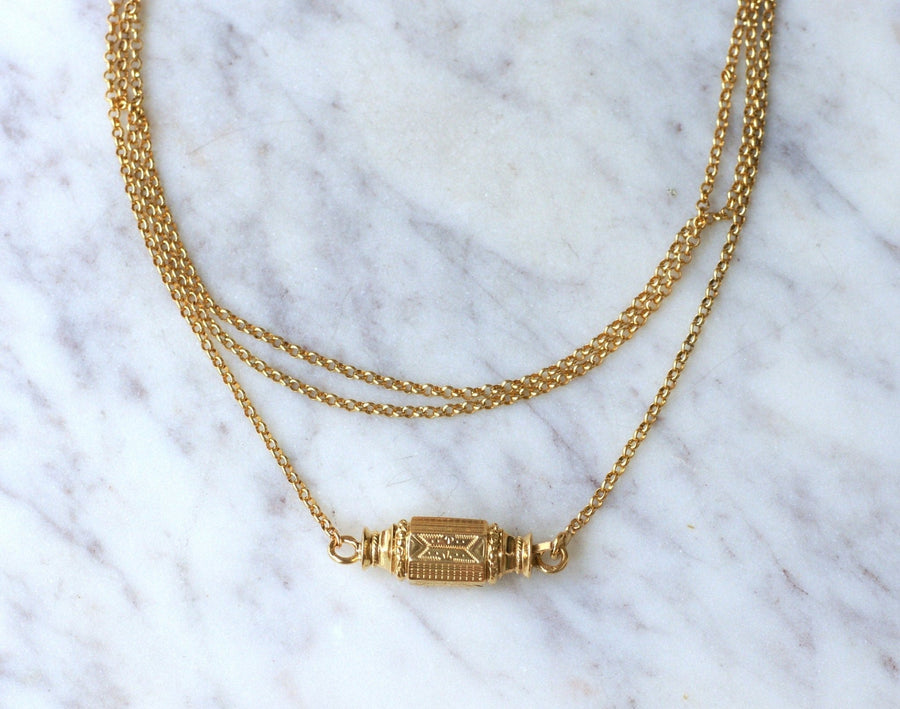 Antique Sautoir Necklace Yellow Gold Barrel Clasp - Galerie Pénélope