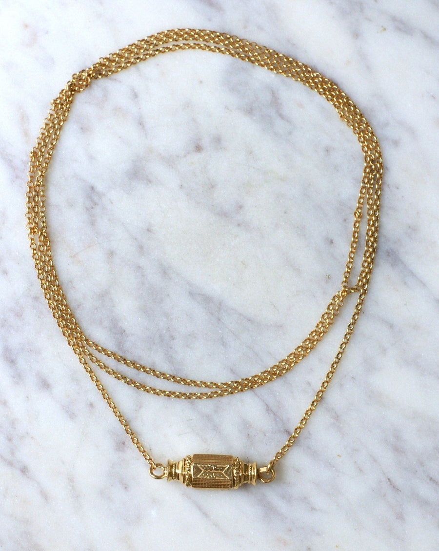 Antique Sautoir Necklace Yellow Gold Barrel Clasp - Galerie Pénélope