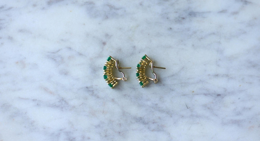 Emerald and Diamond Demi Creoles on Yellow Gold - Galerie Pénélope