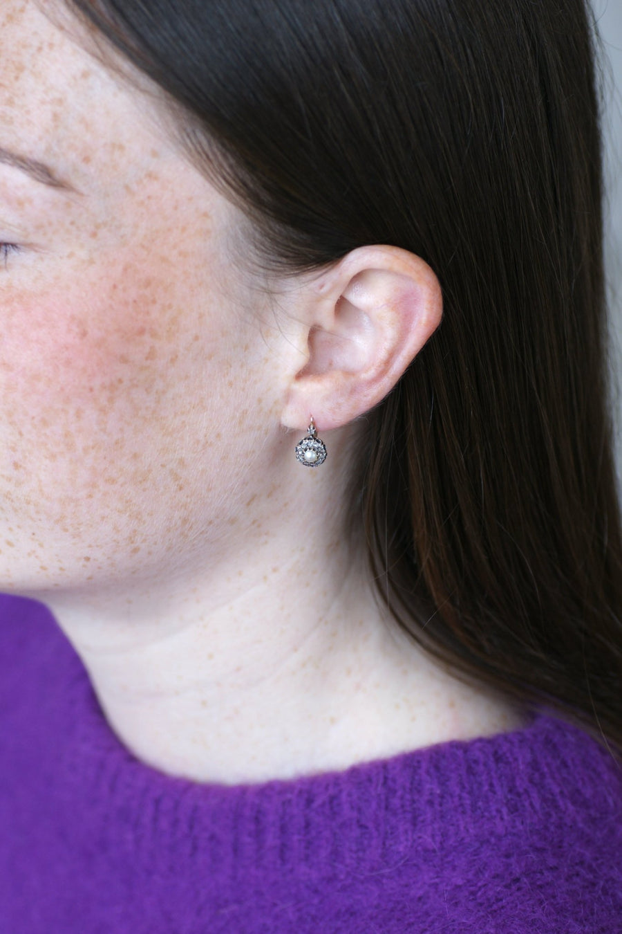Antique Fine Pearls and Diamonds Sleepers - Galerie Pénélope