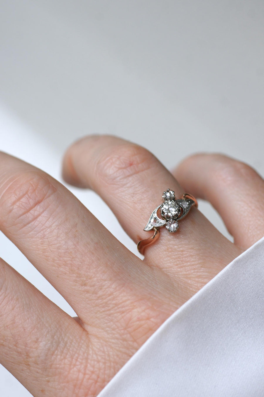 Toi et Moi Ring Diamonds on Rose Gold and Platinum