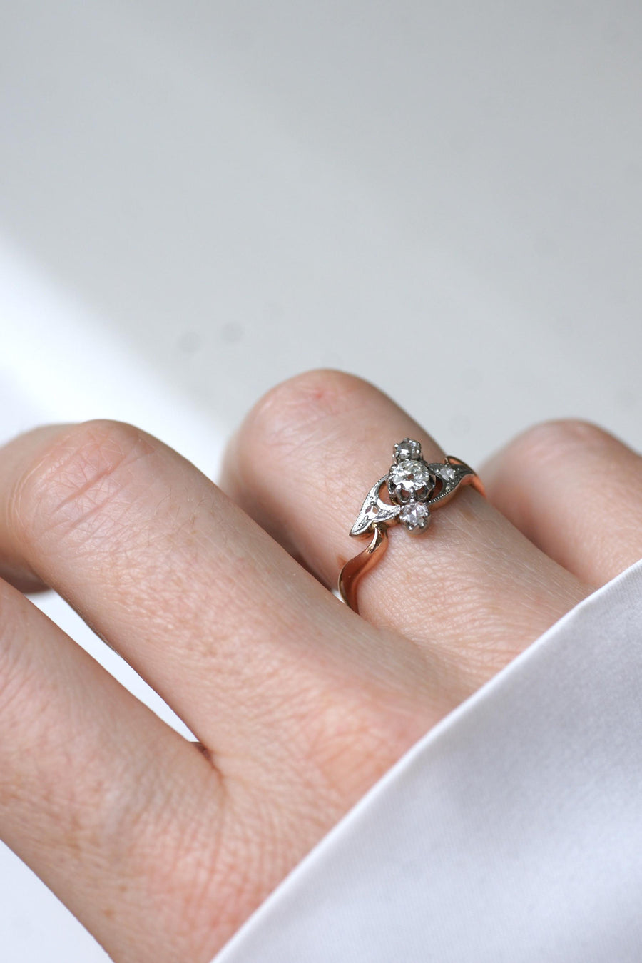Toi et Moi Ring Diamonds on Rose Gold and Platinum