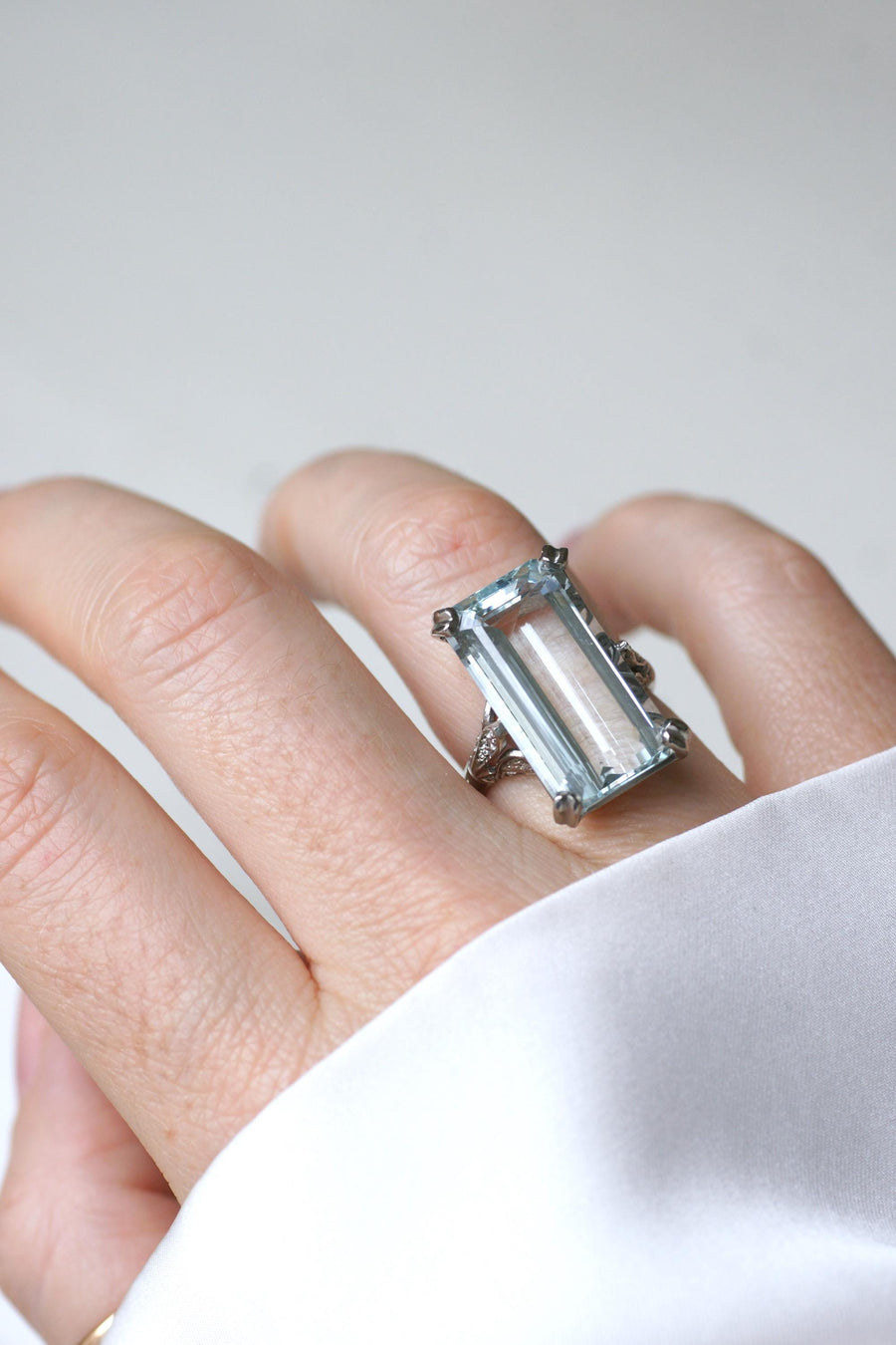 Aquamarine & Diamonds on Platinum Art Deco Cocktail Ring