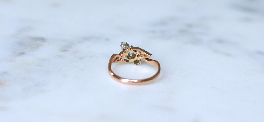 Toi et Moi Ring Diamonds on Rose Gold and Platinum