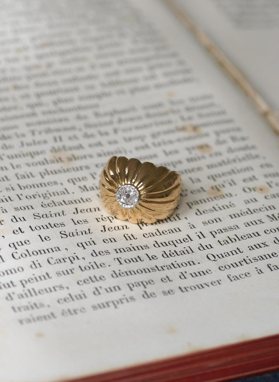 Diamond Ball Ring on Gold and Platinum