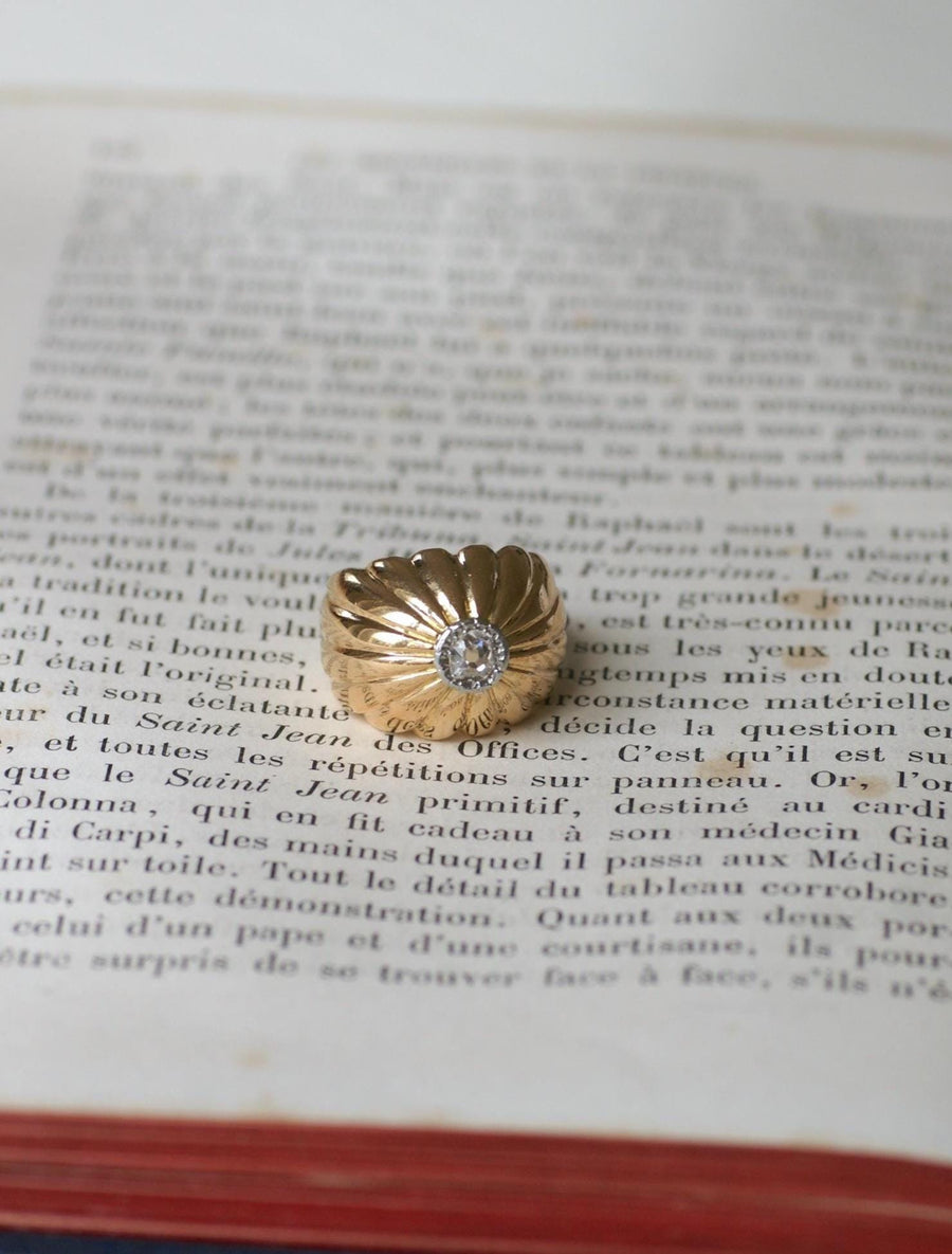Diamond Ball Ring on Gold and Platinum