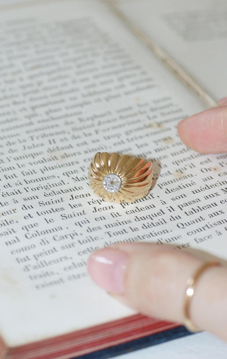 Diamond Ball Ring on Gold and Platinum