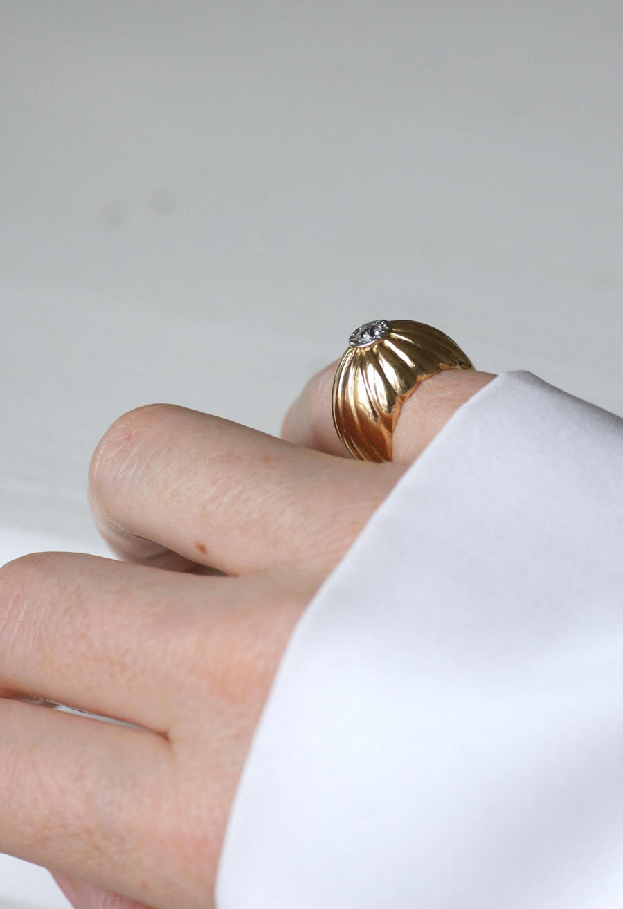 Diamond Ball Ring on Gold and Platinum