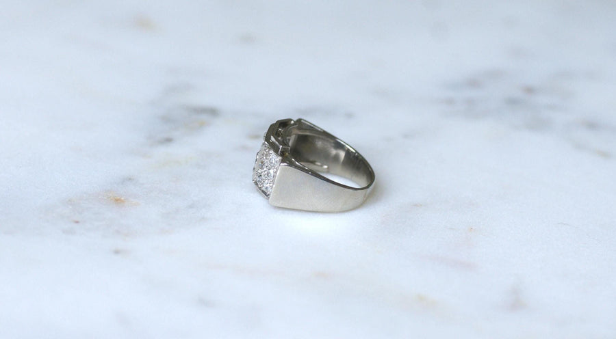 Art Deco Staircase Ring Diamonds on Platinum