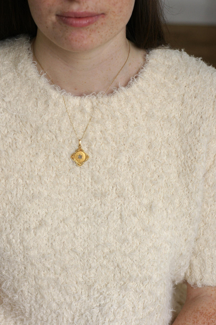 Antique Yellow Gold Lucky Star Medal