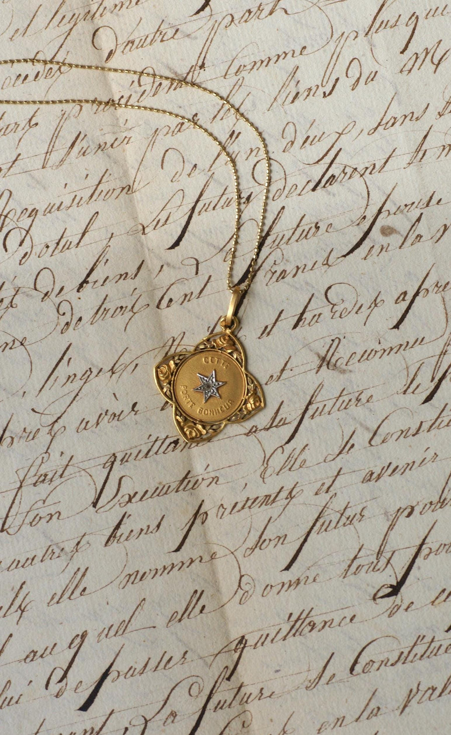 Antique Yellow Gold Lucky Star Medal