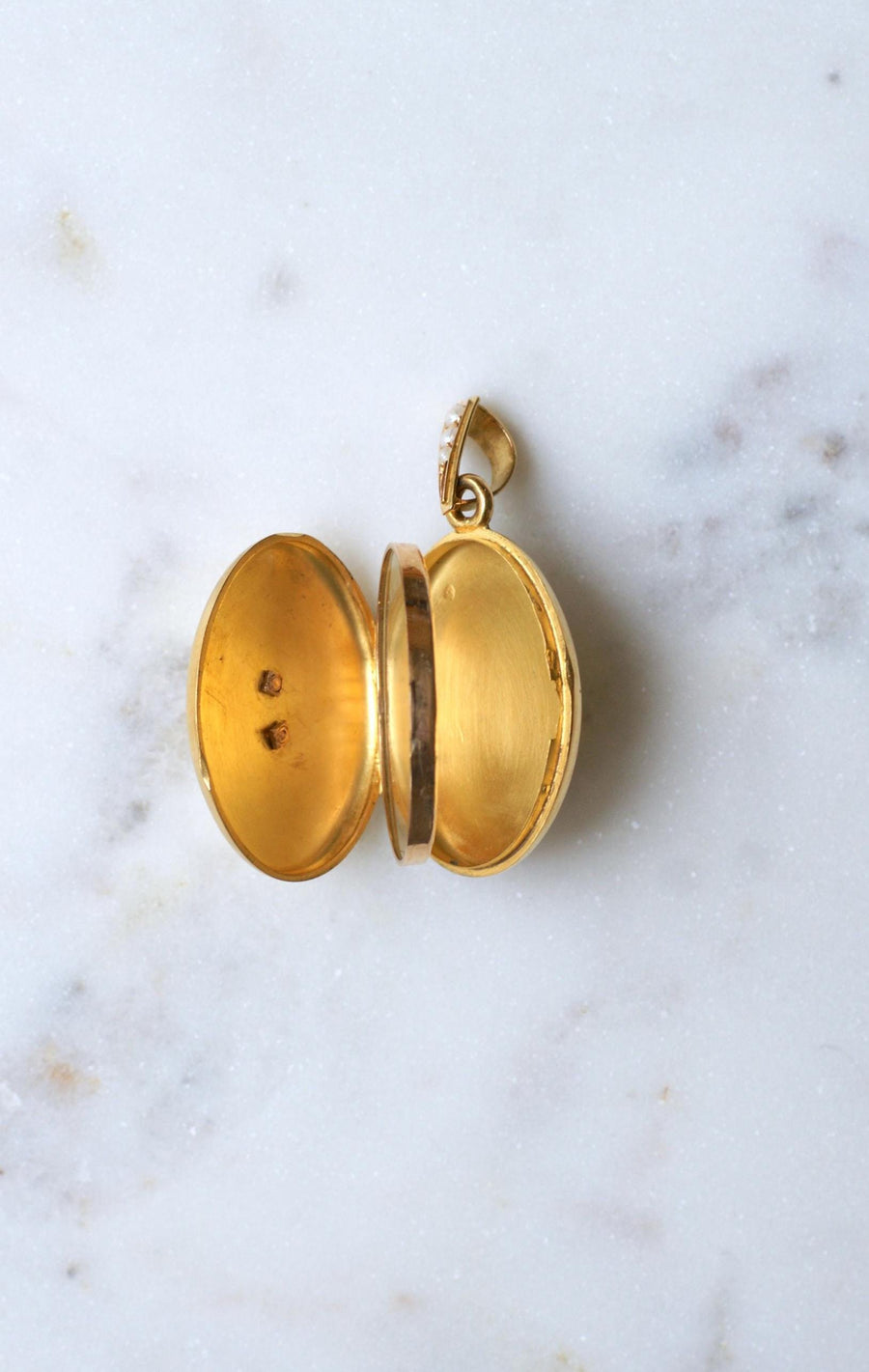 Antique Etoile Medallion Pendant Fine Pearls on Rose and Yellow Gold