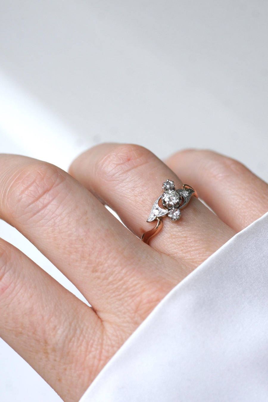 Toi et Moi Ring Diamonds on Rose Gold and Platinum