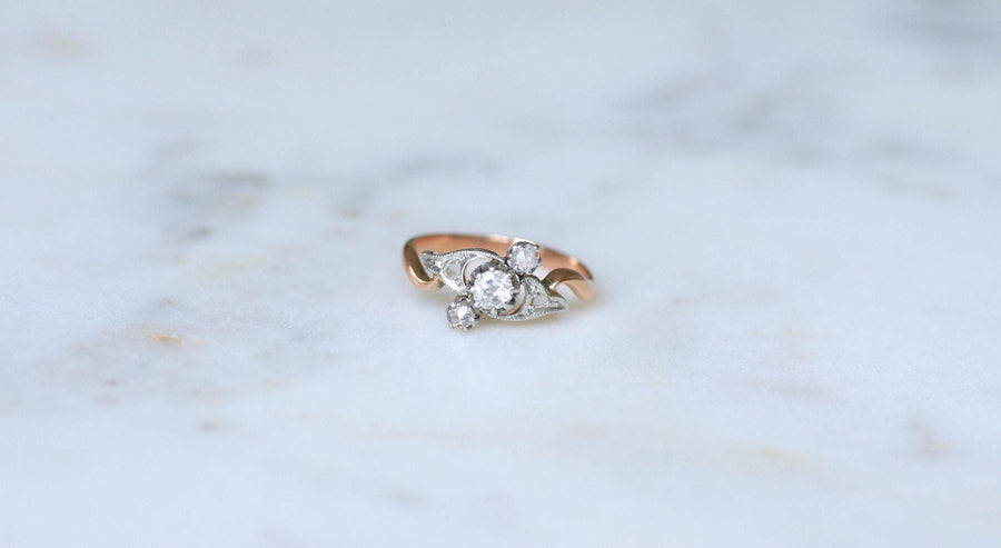 Toi et Moi Ring Diamonds on Rose Gold and Platinum
