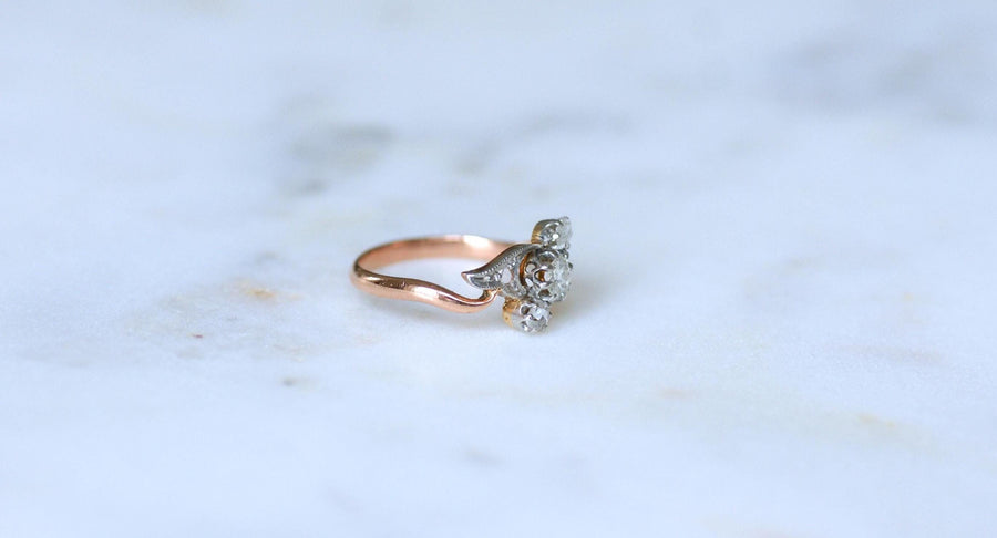Toi et Moi Ring Diamonds on Rose Gold and Platinum