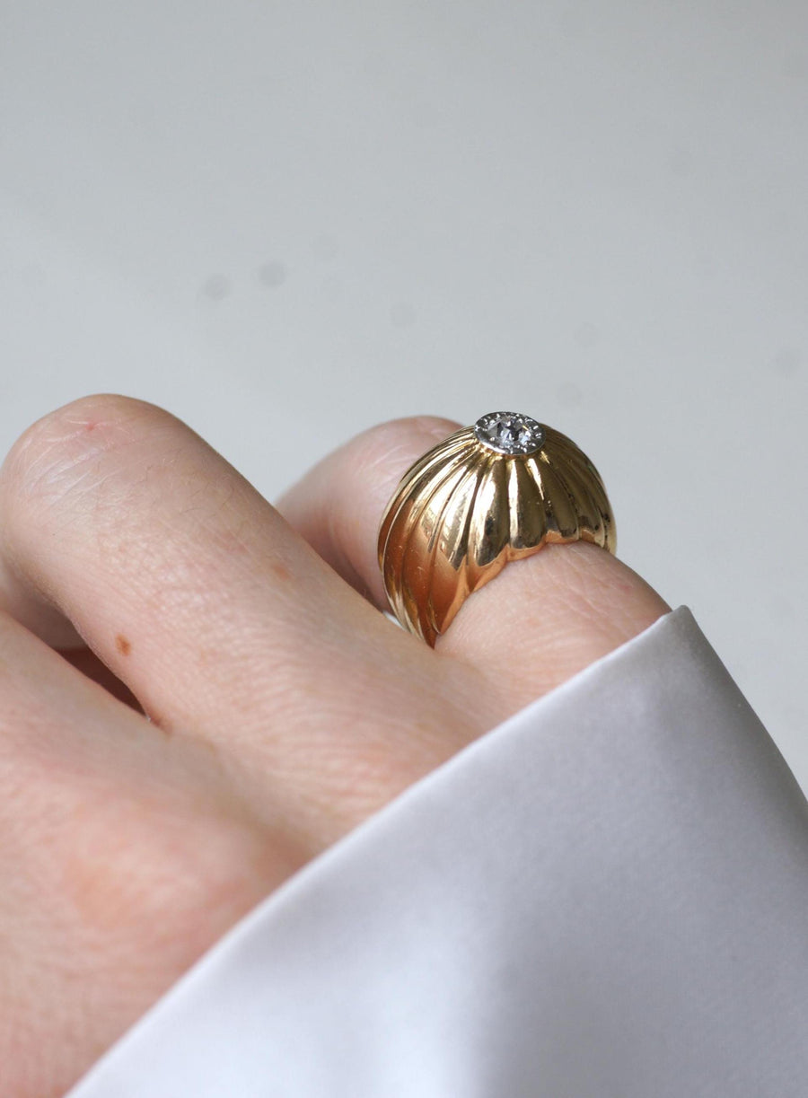 Diamond Ball Ring on Gold and Platinum