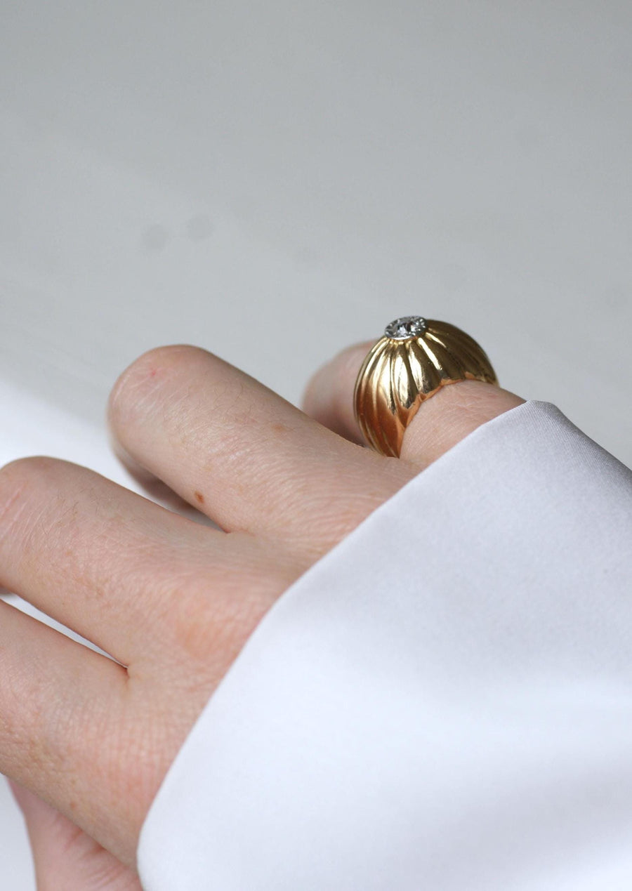 Diamond Ball Ring on Gold and Platinum