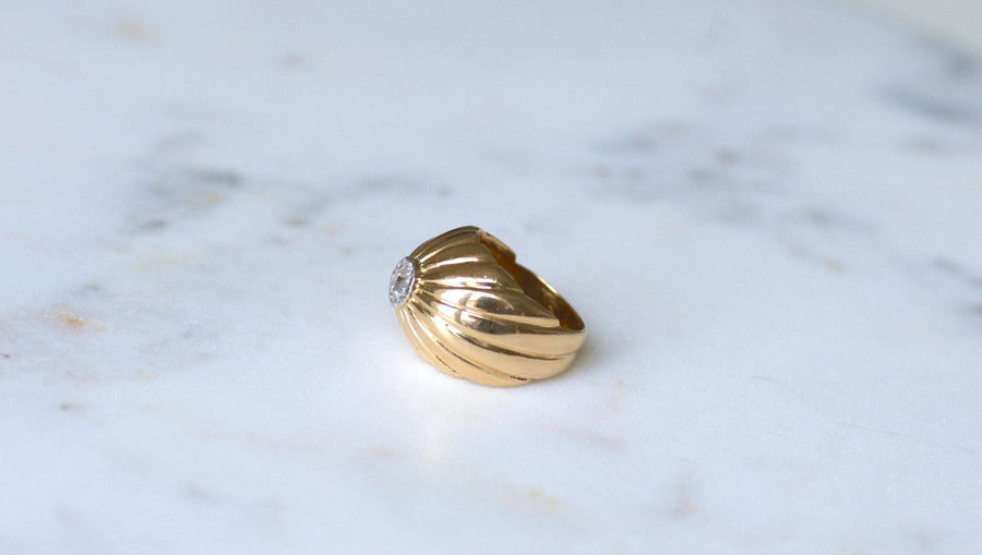 Diamond Ball Ring on Gold and Platinum