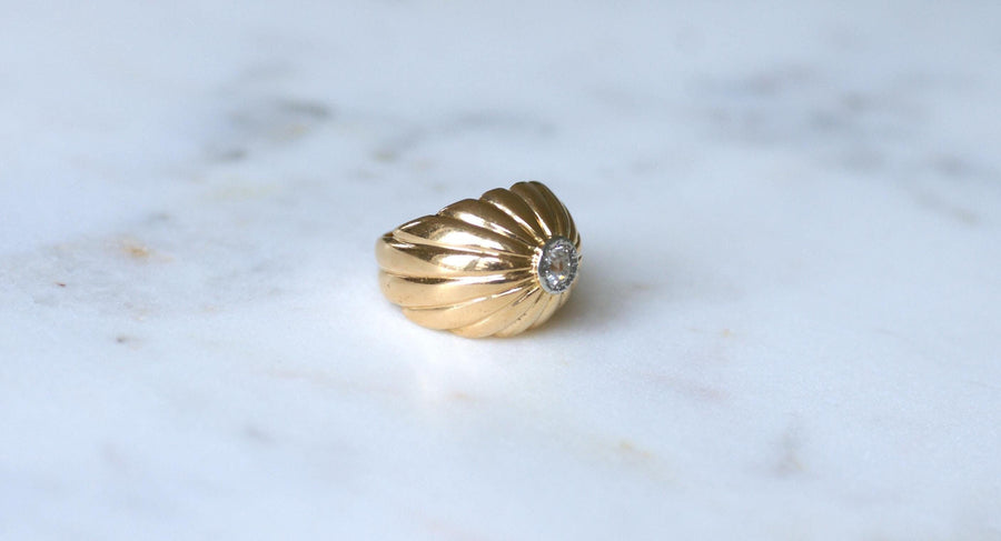 Diamond Ball Ring on Gold and Platinum