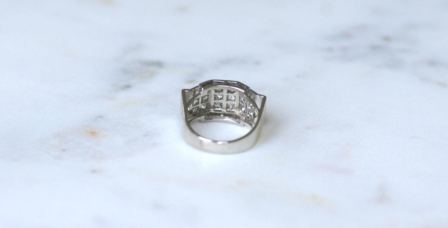 Art Deco Staircase Ring Diamonds on Platinum