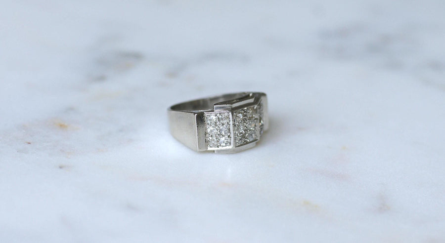 Art Deco Staircase Ring Diamonds on Platinum