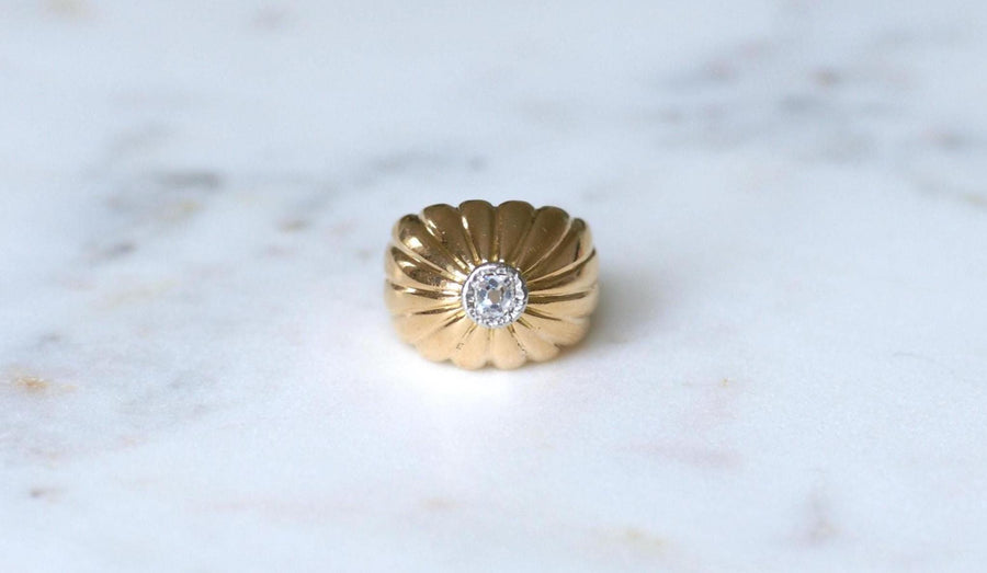 Diamond Ball Ring on Gold and Platinum