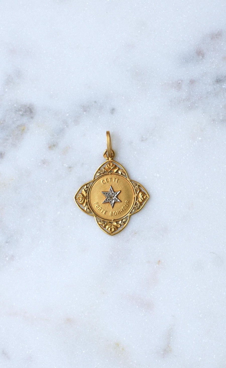 Antique Yellow Gold Lucky Star Medal