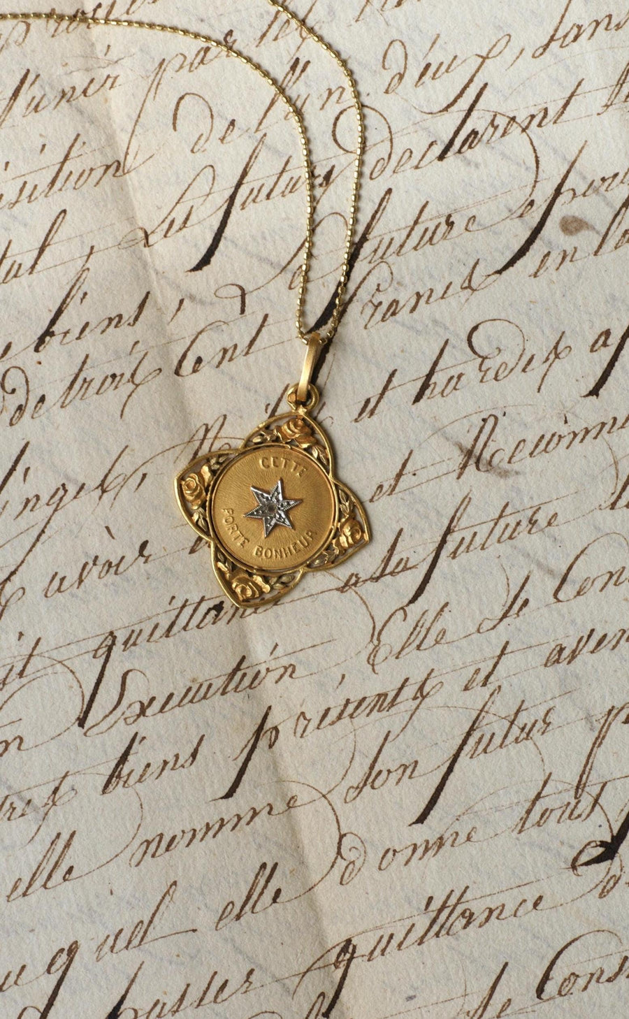 Antique Yellow Gold Lucky Star Medal