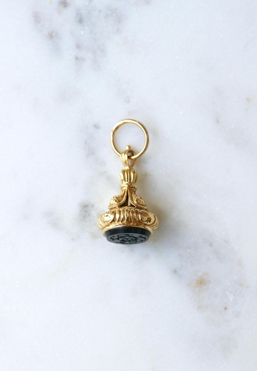 Yellow Gold and Blood Jasper Antique Seal Pendant